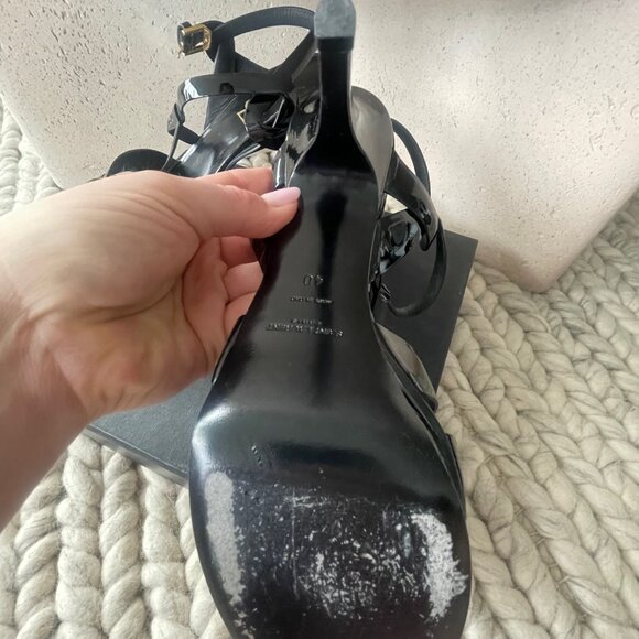 Saint Laurent YSL Tribute Patent Platform Sandals - Nero - Picture 10 of 11